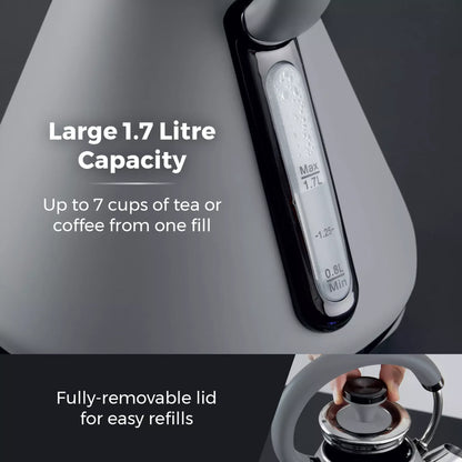 Tower Tower Sera Grey Kettle, 4 Slice Toaster, Bread Bin & Canisters Kitchen Set (Grey)