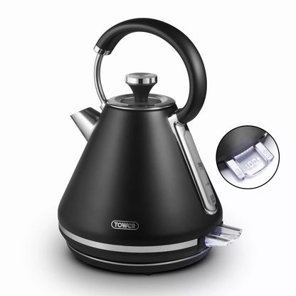Tower Tower Mirage Digital Pyramid Kettle & 2 Slice Toaster Kitchen Set (Black)