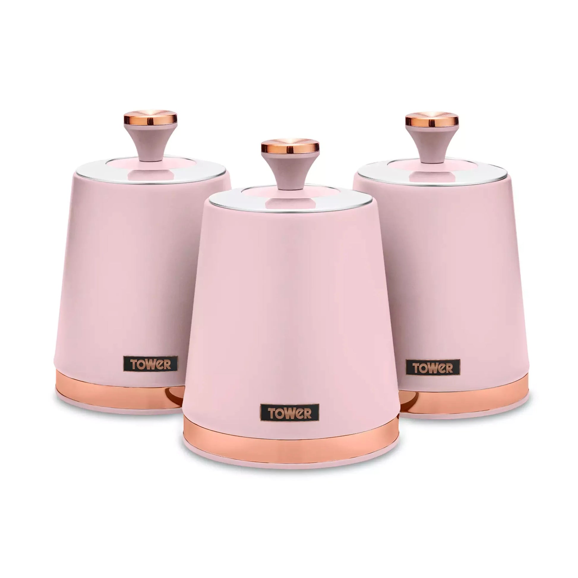 Tower Cavaletto Jug Kettle, 2 Slice Toaster & Canisters Kitchen Set (Marshmallow Pink) Kitchen Sets
