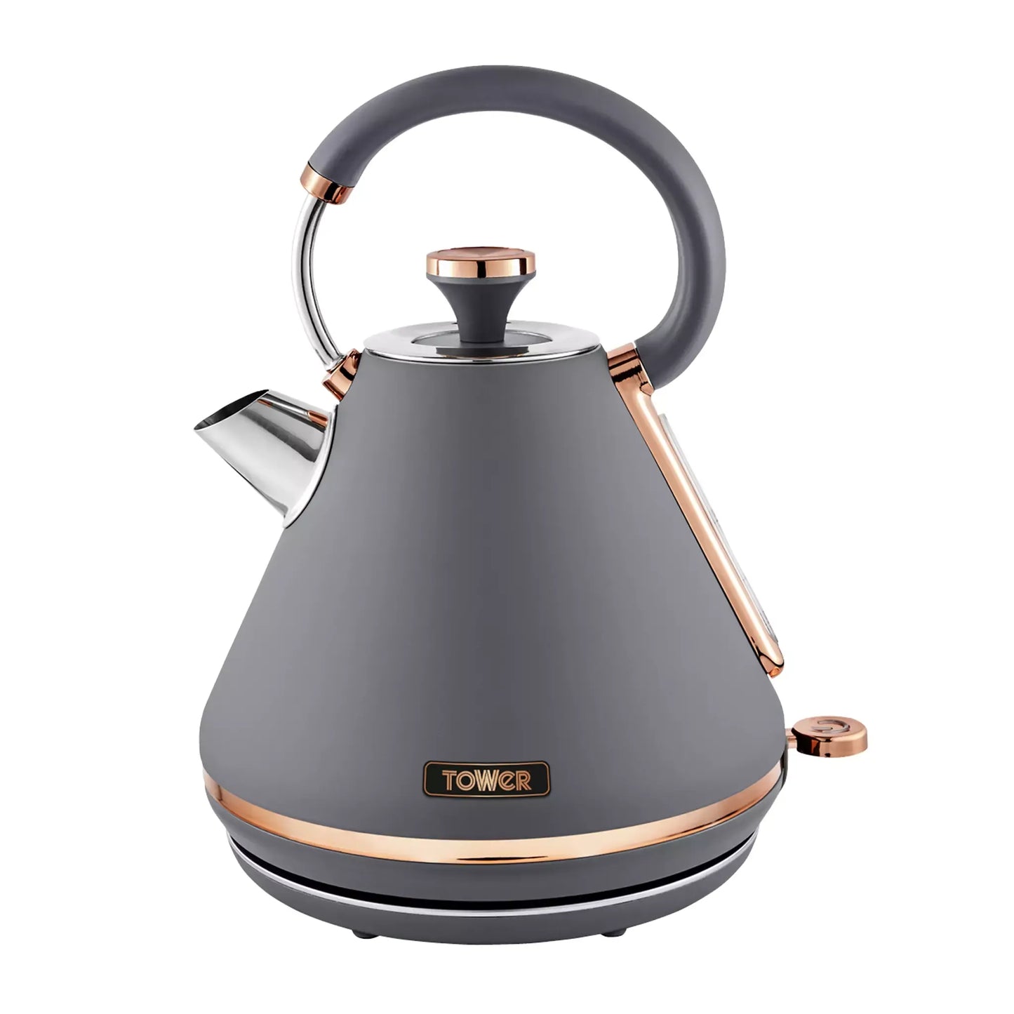 Tower Tower Cavaletto Pyramid Kettle, 4 Slice Toaster, Bread Bin & Canisters Kitchen Set (Grey)