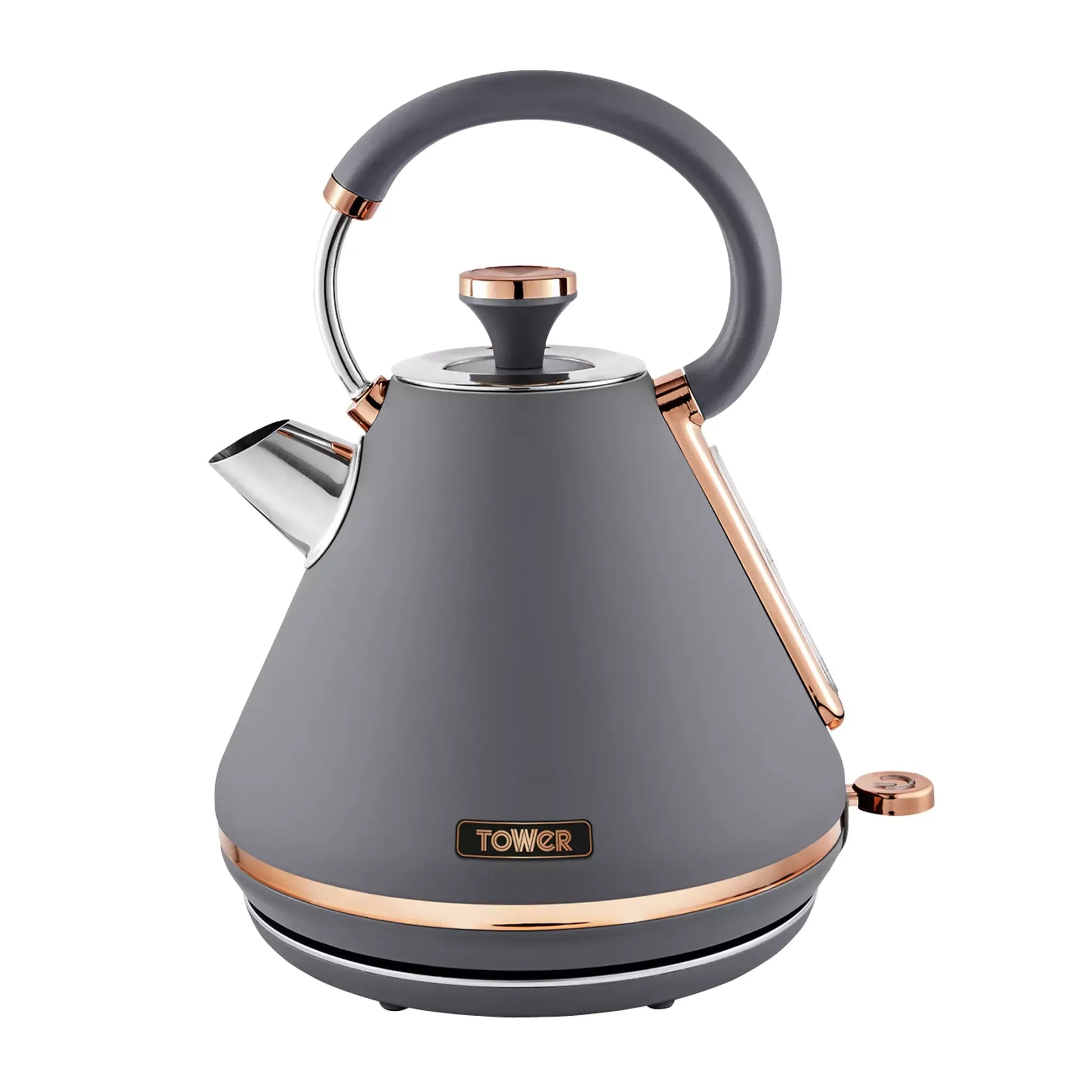 Tower Tower Cavaletto Pyramid Kettle, 4 Slice Toaster, Bread Bin & Canisters Kitchen Set (Grey)