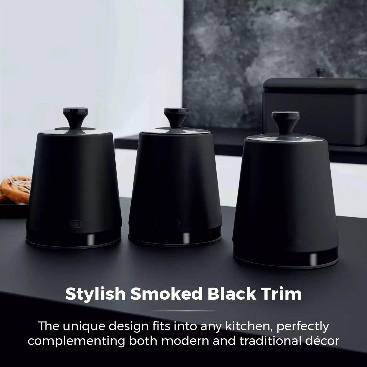 Tower Tower Sera Bread Bin & Canister Kitchen Storage Set (Black)