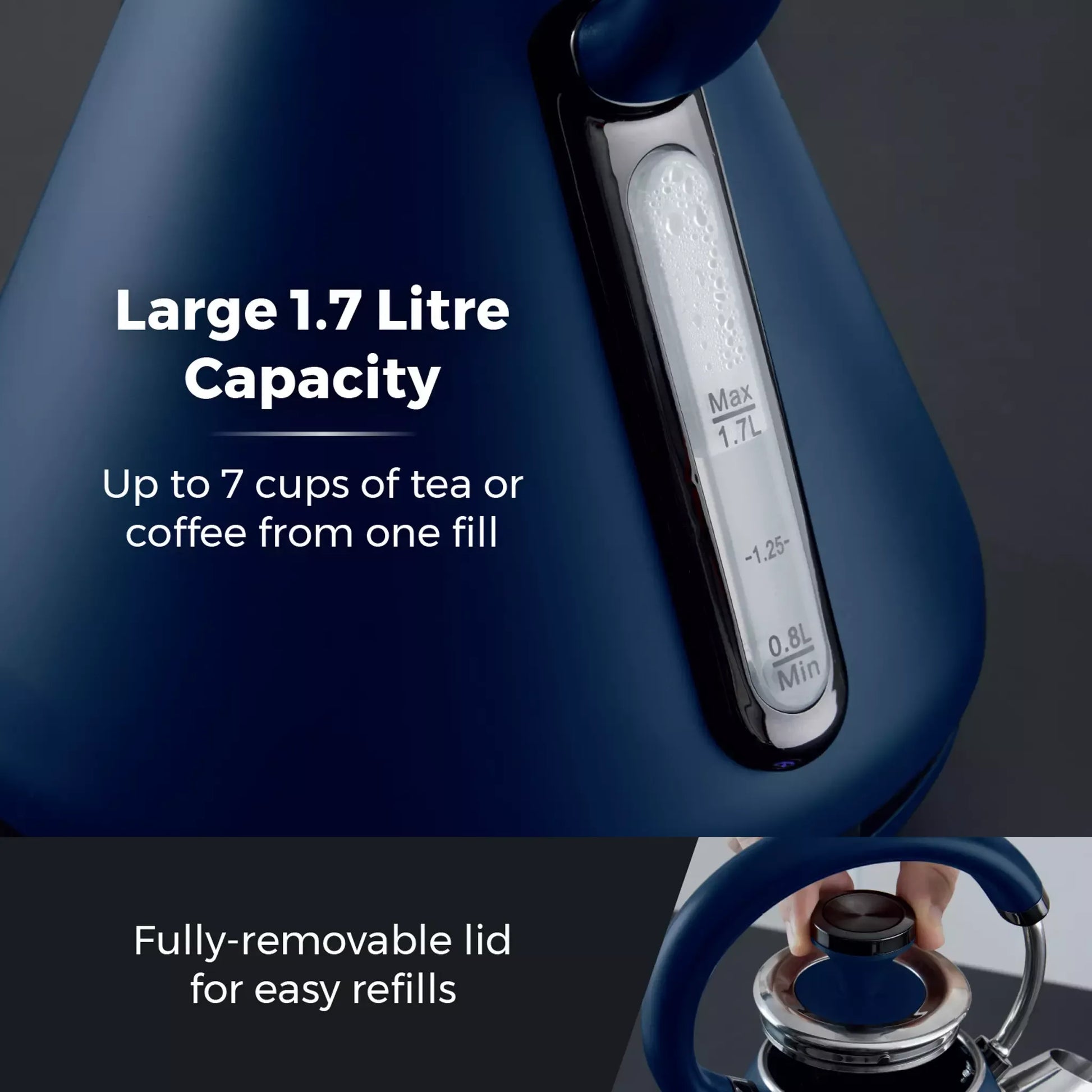 Tower Tower Sera Pyramid Kettle & 4 Slice Toaster Kitchen Set (Midnight Blue)