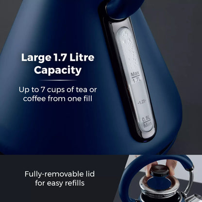 Tower Tower Sera Pyramid Kettle & 4 Slice Toaster Kitchen Set (Midnight Blue)