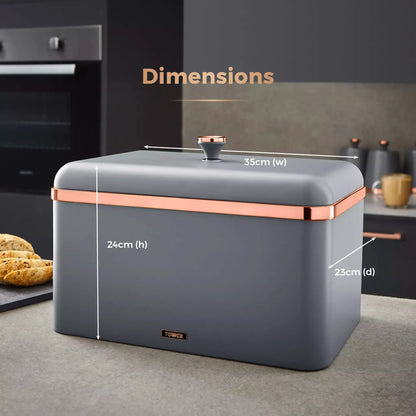 Tower Cavaletto Jug Kettle, 2 Slice Toaster, Bread Bin, Canisters & Towel Pole Kitchen Set (Grey) Kitchen Sets