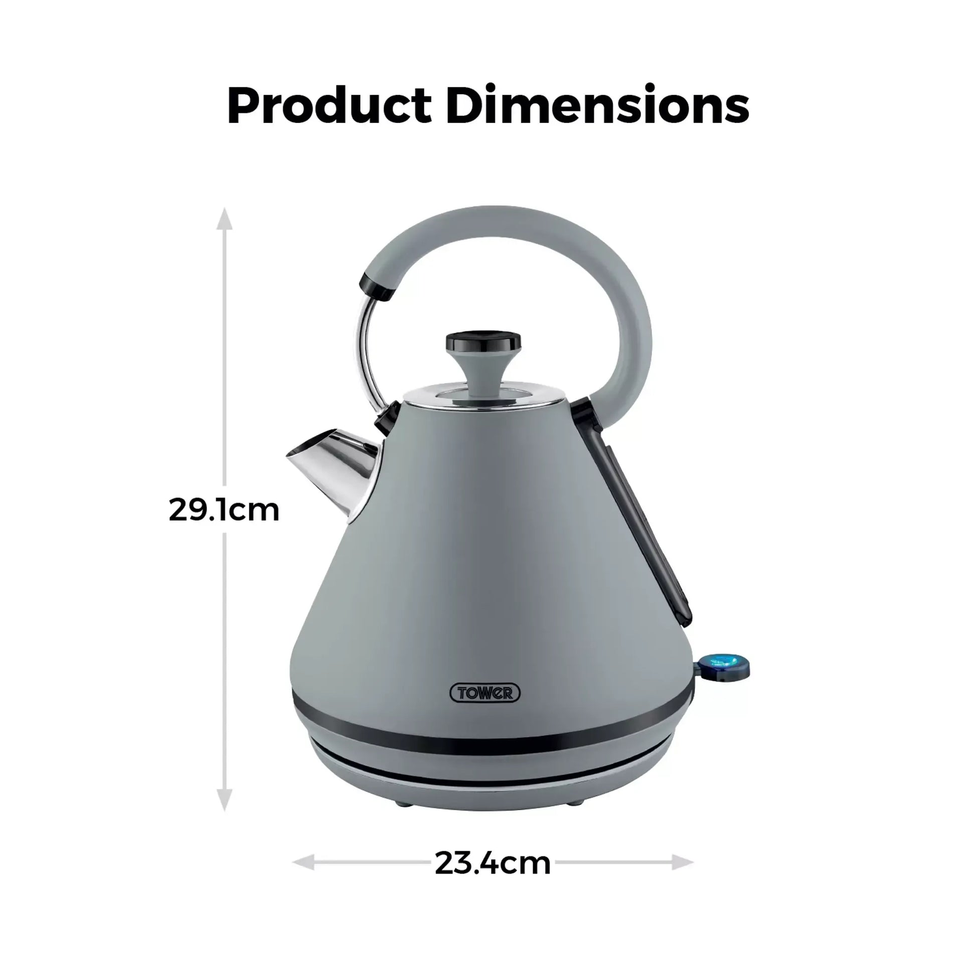 Tower Tower Sera Grey Kettle, 4 Slice Toaster, Bread Bin & Canisters Kitchen Set (Grey)