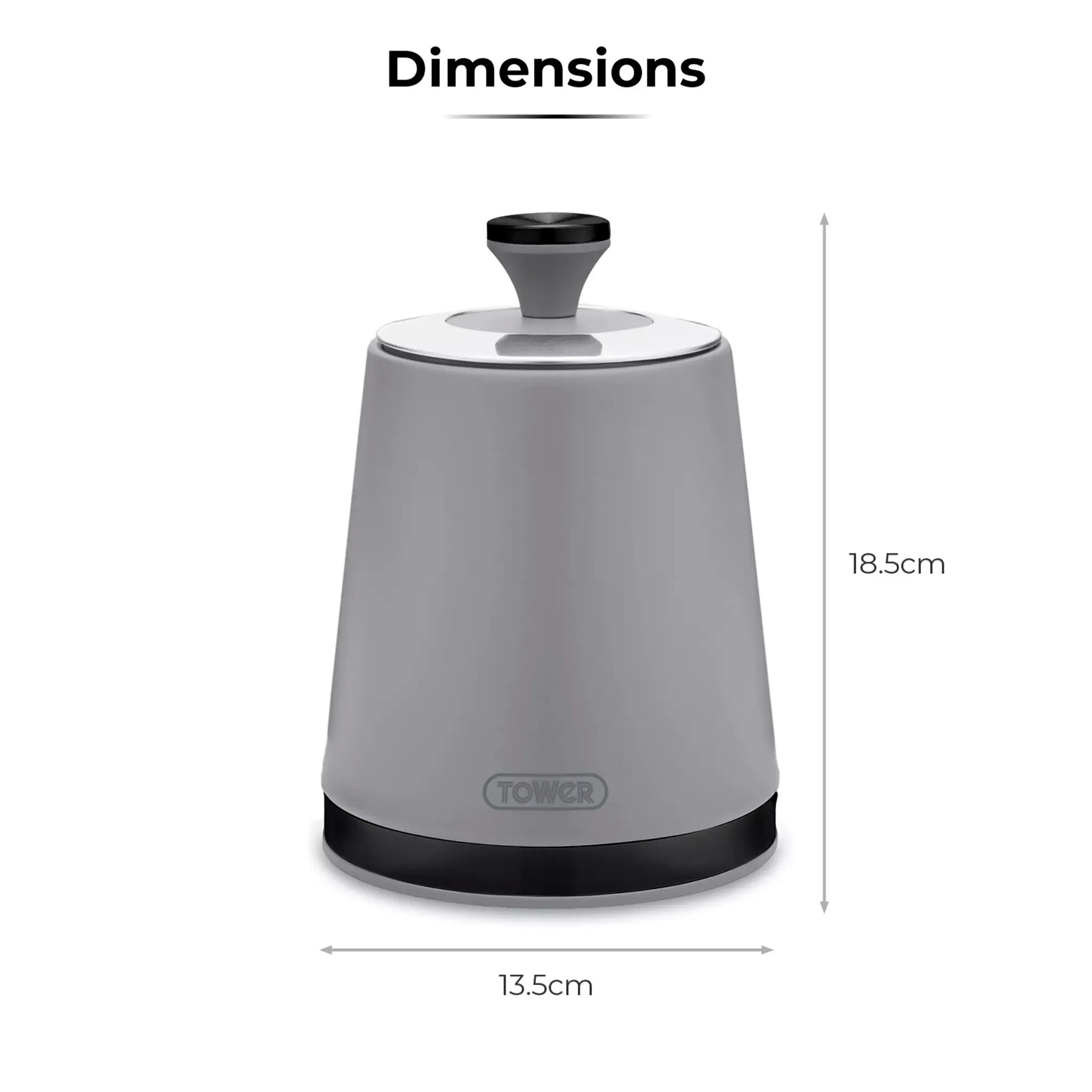Tower Tower Sera Grey Kettle, 4 Slice Toaster, Bread Bin & Canisters Kitchen Set (Grey)