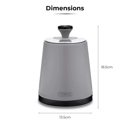 Tower Tower Sera Grey Kettle, 4 Slice Toaster, Bread Bin & Canisters Kitchen Set (Grey)