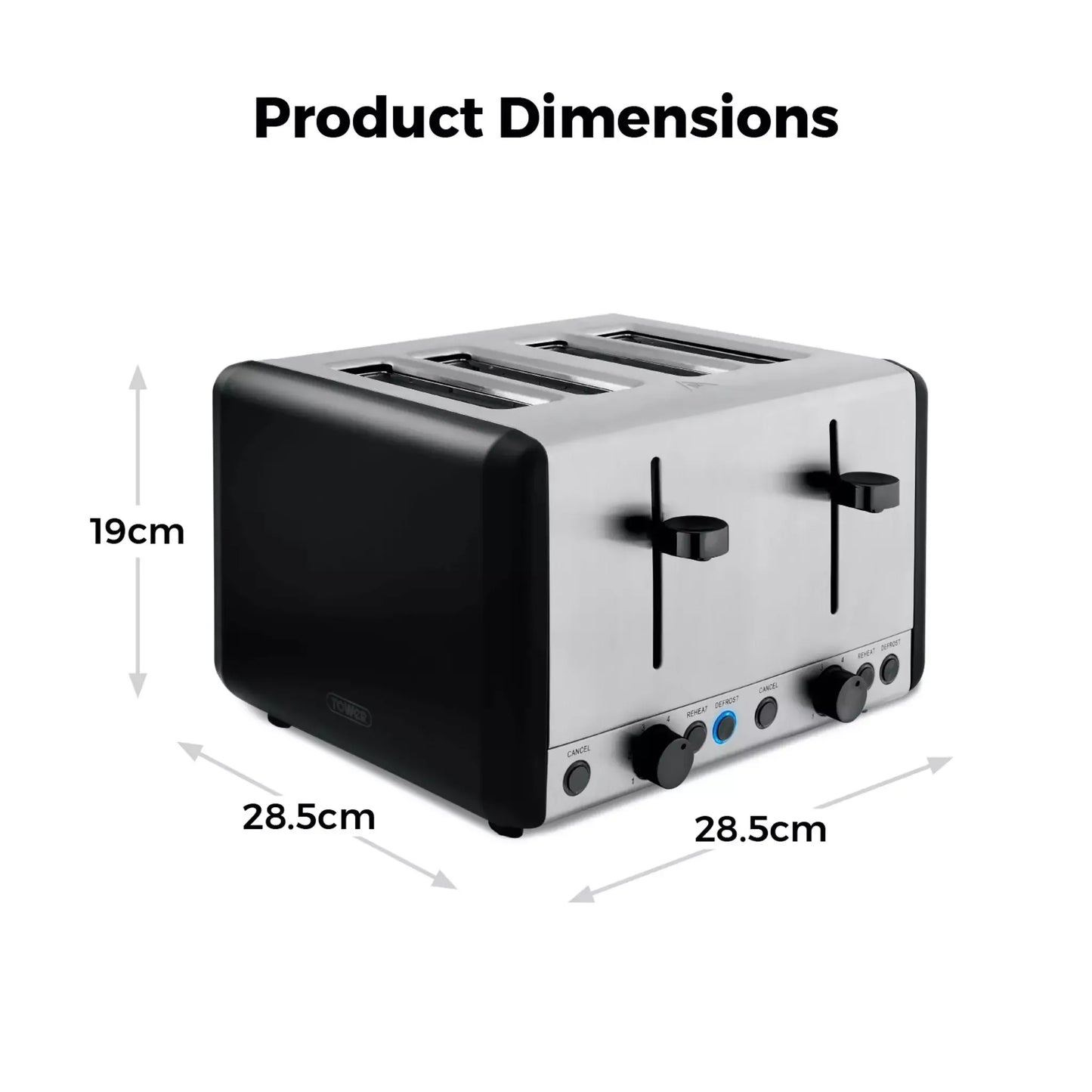 Tower Tower Sera Pyramid Kettle & 4 Slice Toaster Kitchen Set (Black)