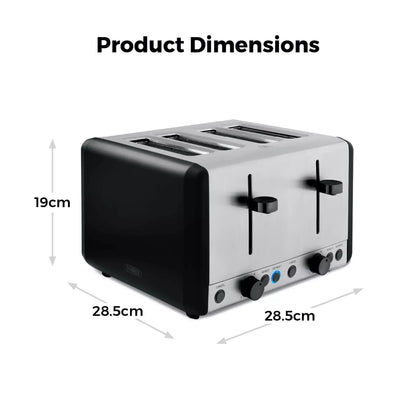 Tower Tower Sera Pyramid Kettle & 4 Slice Toaster Kitchen Set (Black)