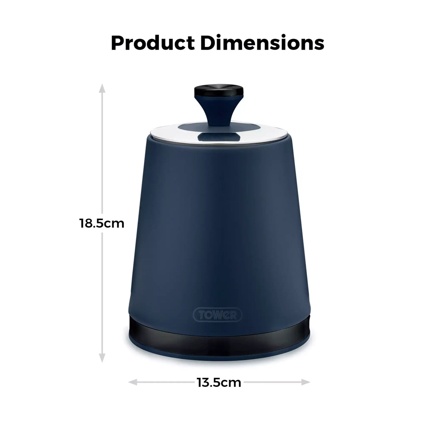 Tower Tower Sera Kettle, 4 Slice Toaster, Bread Bin & Canisters Kitchen Set (Midnight Blue)