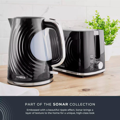 Tower Tower Sonar Bread Bin & Canister Kitchen Storage Set (Black)