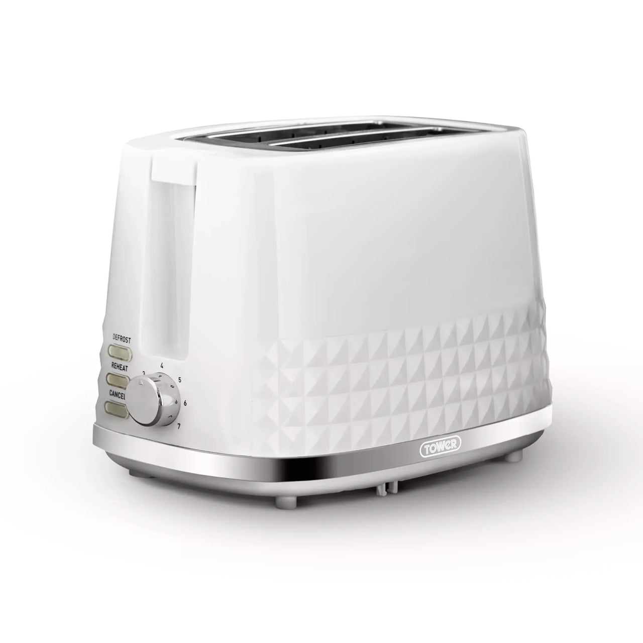 Tower Solitaire Jug Kettle & 2 Slice Toaster Kitchen Set (White)