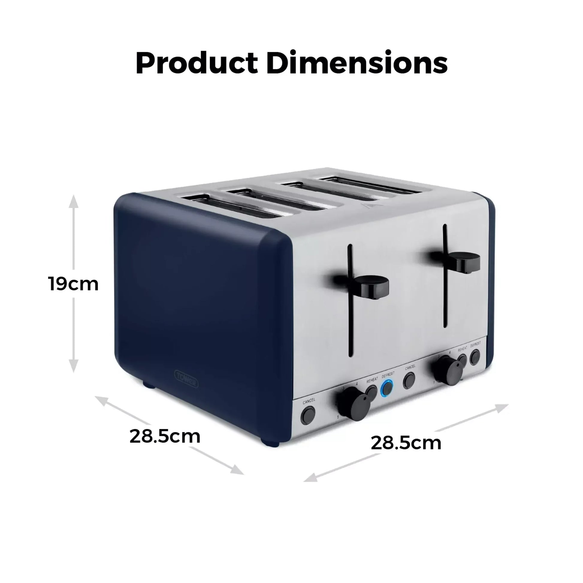 Tower Tower Sera Pyramid Kettle & 4 Slice Toaster Kitchen Set (Midnight Blue)