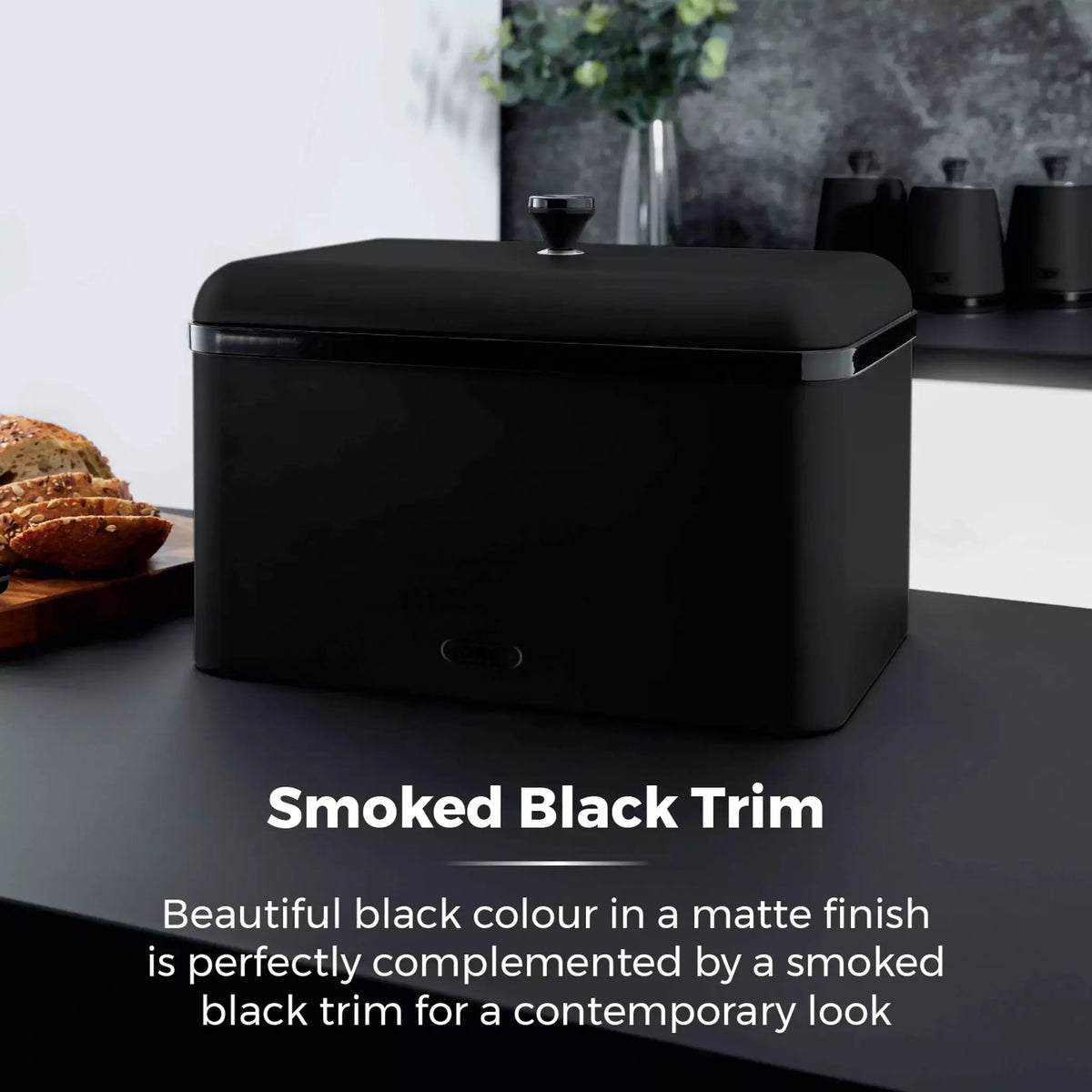 Tower Tower Sera Bread Bin & Canister Kitchen Storage Set (Black)