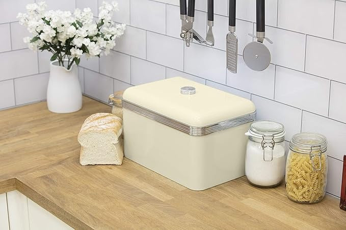 Swan Retro Kettle, 4 Slice Toaster, Bread Bin, Canisters & Towel Pole Set (Cream)