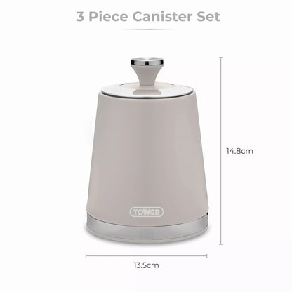 Tower Tower Cavaletto Pyramid Kettle, 4 Slice Toaster, Bread Bin & Canisters Kitchen Set (Latte)