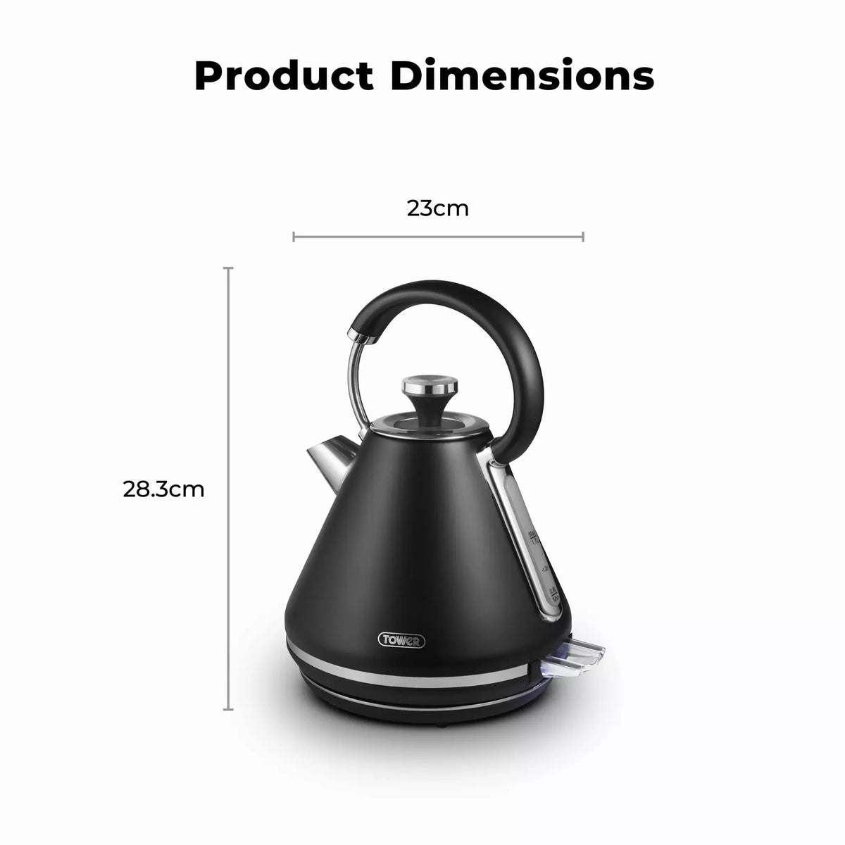 Tower Tower Mirage Digital Pyramid Kettle & 2 Slice Toaster Kitchen Set (Black)