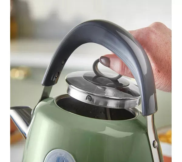 Russell Hobbs Russell Hobbs Stylevia Pyramid Kettle & 4 Slice Toaster Kitchen Set (Sage Green)