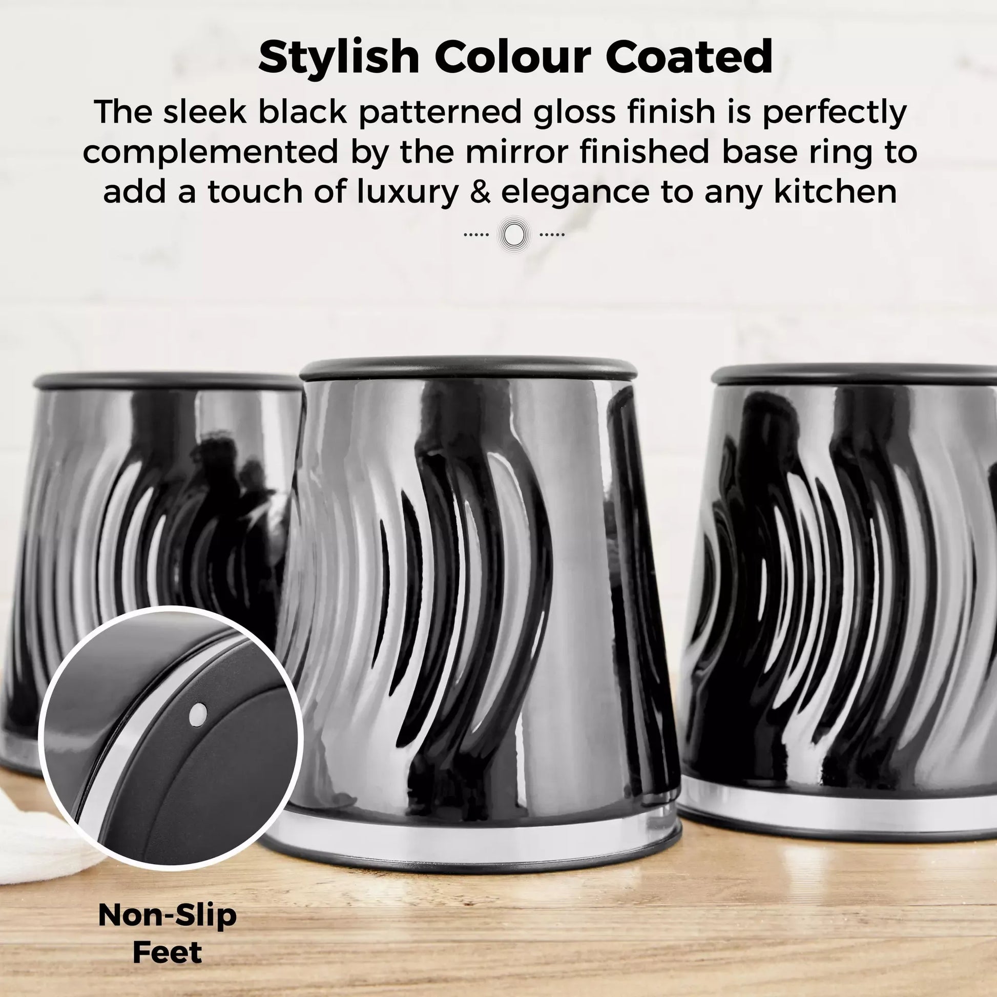 Tower Tower Sonar Bread Bin & Canister Kitchen Storage Set (Black)