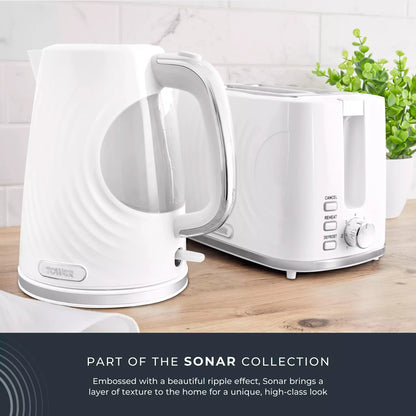 Tower Tower Sonar Kettle & 2 Slice Toaster Kitchen Set (White)