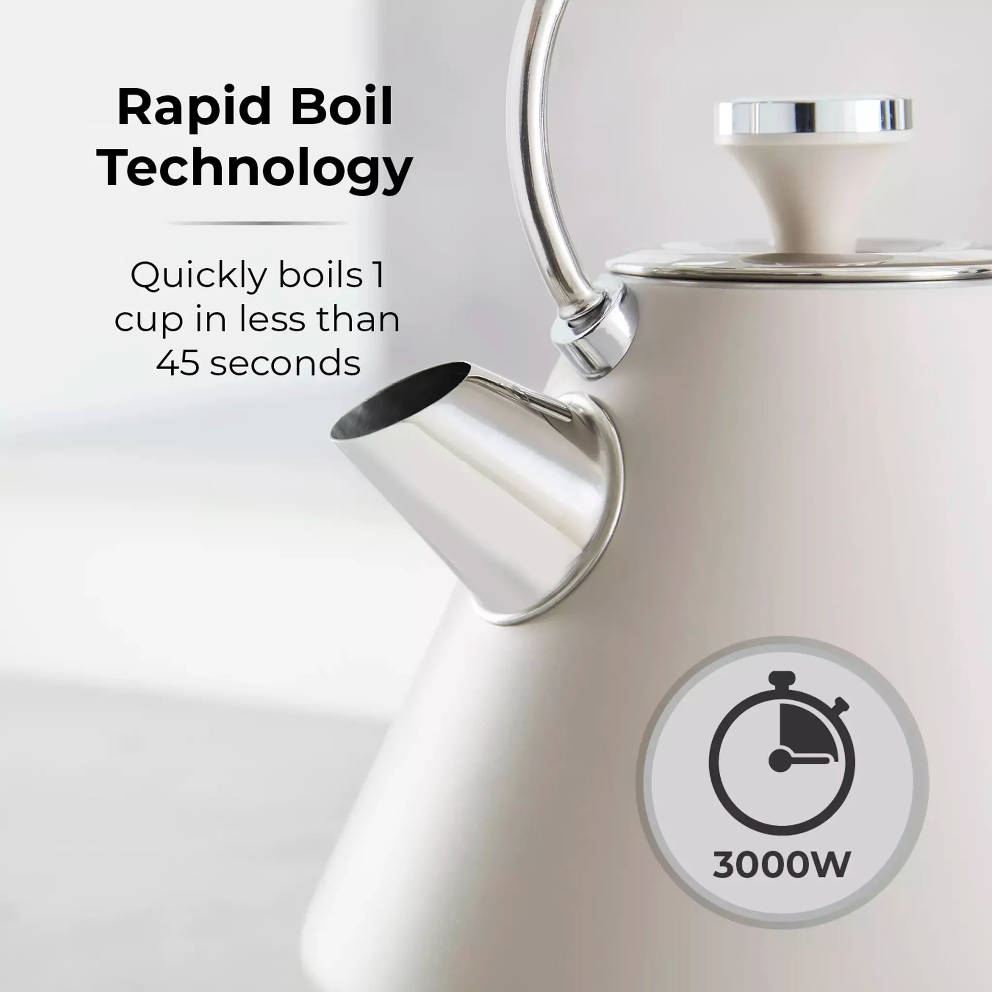 Tower Tower Cavaletto Pyramid Kettle, 4 Slice Toaster & Canisters Kitchen Set (Latte)