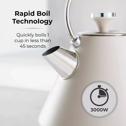 Tower Tower Cavaletto Pyramid Kettle, 4 Slice Toaster & Canisters Kitchen Set (Latte)