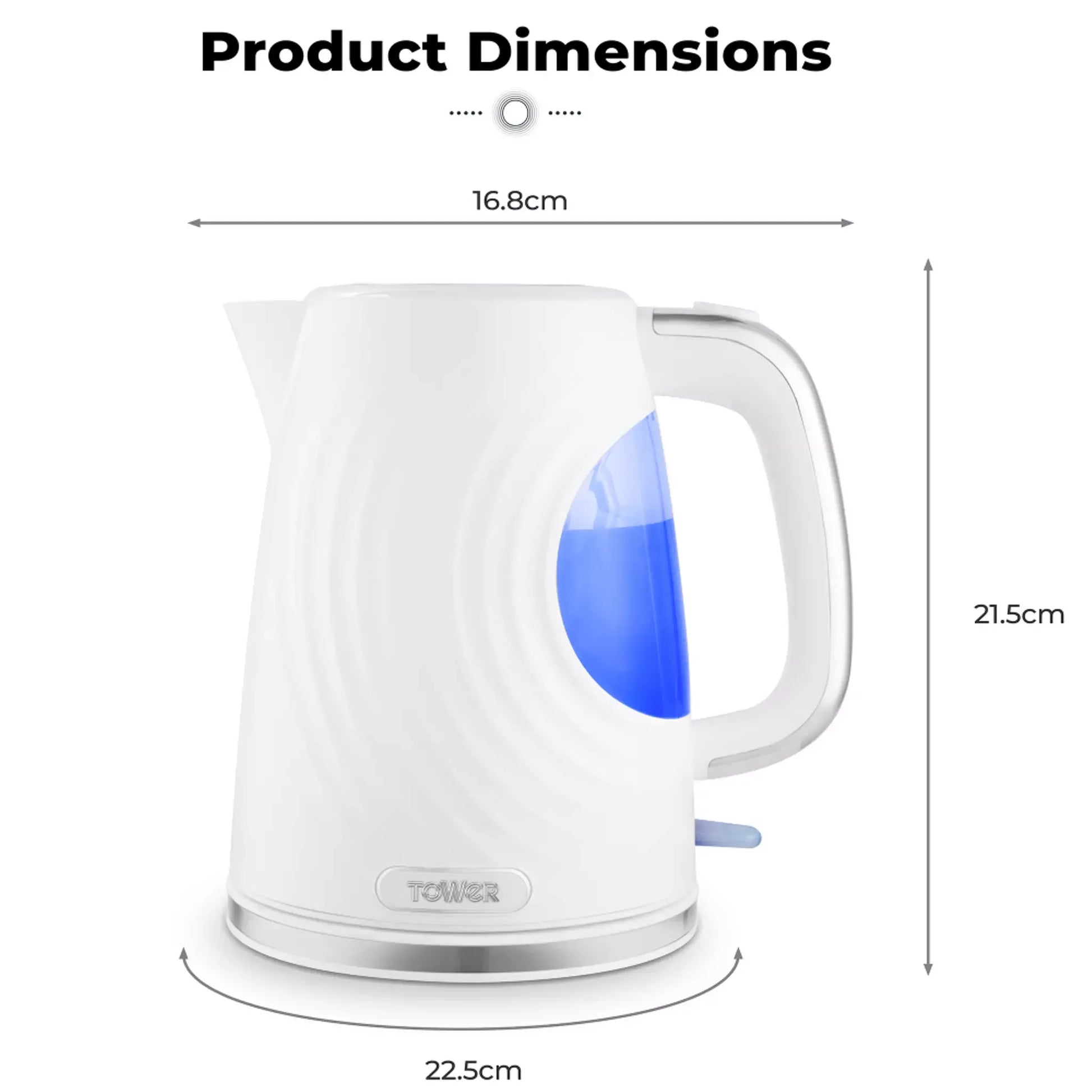 Tower Tower Sonar Kettle & 2 Slice Toaster Kitchen Set (White)