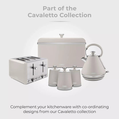 Tower Tower Cavaletto Pyramid Kettle, 4 Slice Toaster & Canisters Kitchen Set (Latte)