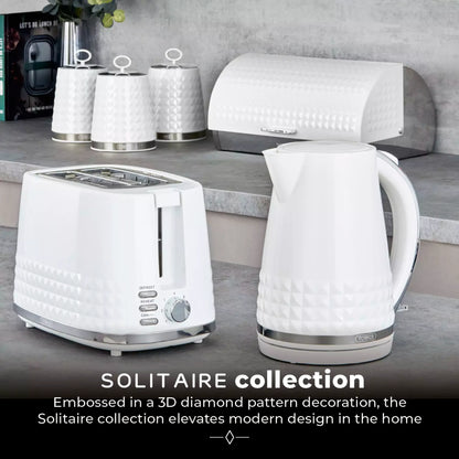 Tower (Amazon) Tower Solitaire Jug Kettle & 2 Slice Toaster Kitchen Set (White)