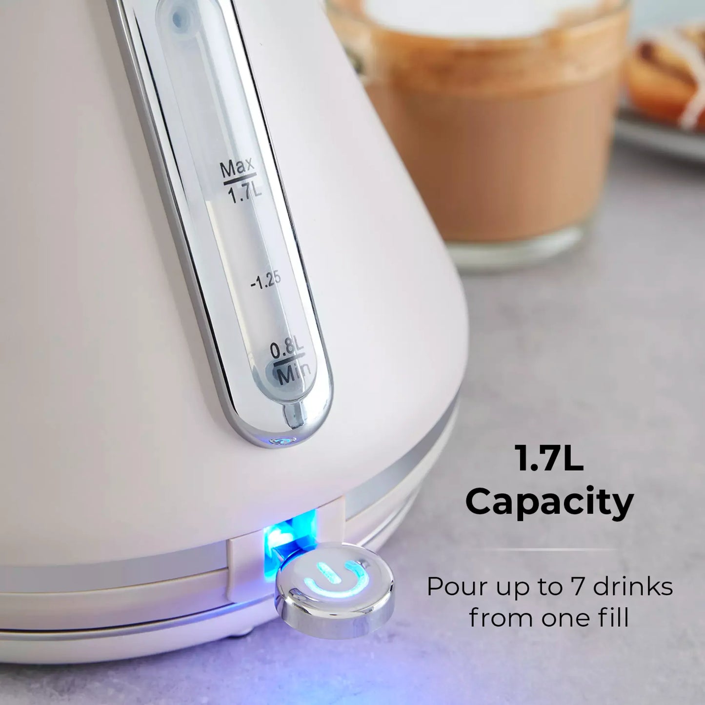 Tower Tower Cavaletto Pyramid Kettle, 4 Slice Toaster & Canisters Kitchen Set (Latte)