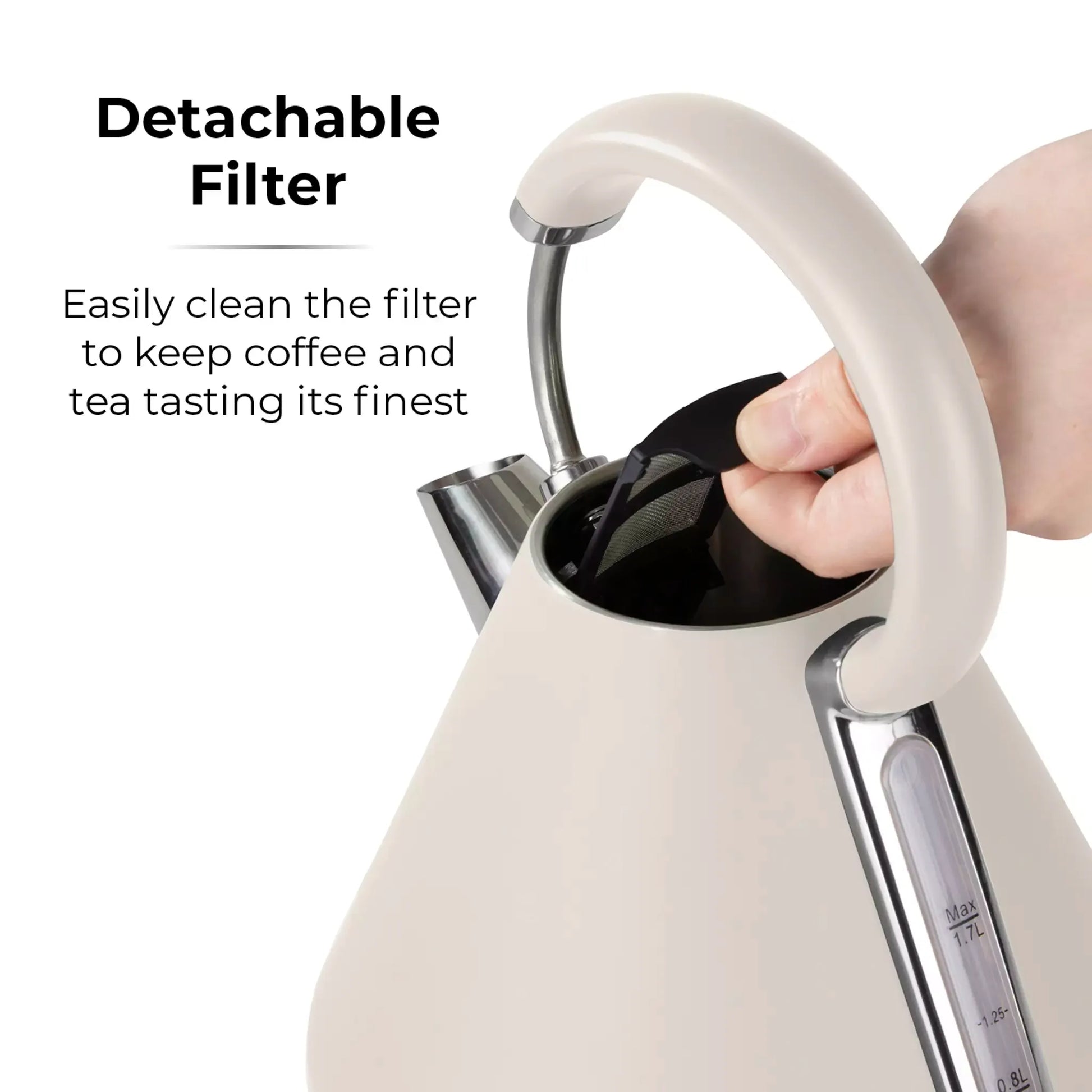 Tower Tower Cavaletto Pyramid Kettle, 4 Slice Toaster & Canisters Kitchen Set (Latte)