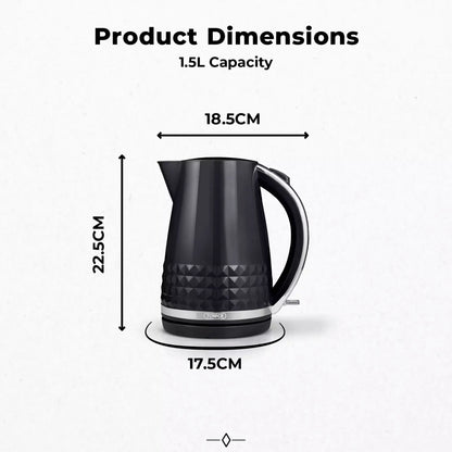 Tower Tower Solitaire Jug Kettle & 2 Slice Toaster Kitchen Set (Black)