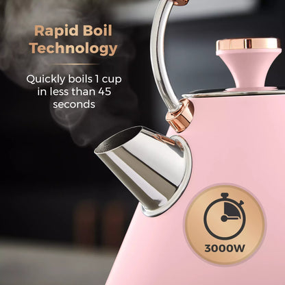 Tower Cavaletto Pyramid Kettle, 2 Slice Toaster & Canisters Kitchen Set (Marshmallow Pink) Kitchen Sets