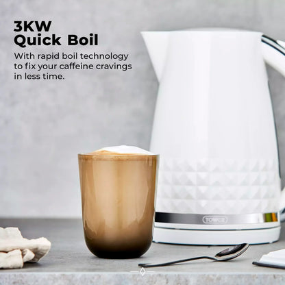Tower (Amazon) Tower Solitaire Jug Kettle & 2 Slice Toaster Kitchen Set (White)