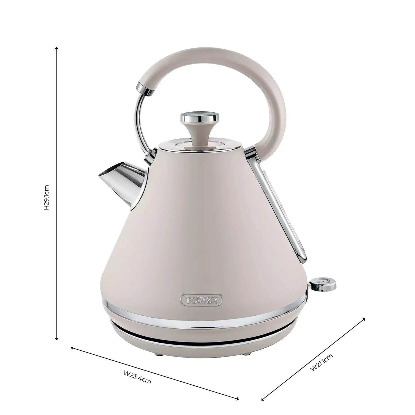 Tower Tower Cavaletto Pyramid Kettle, 4 Slice Toaster & Canisters Kitchen Set (Latte)