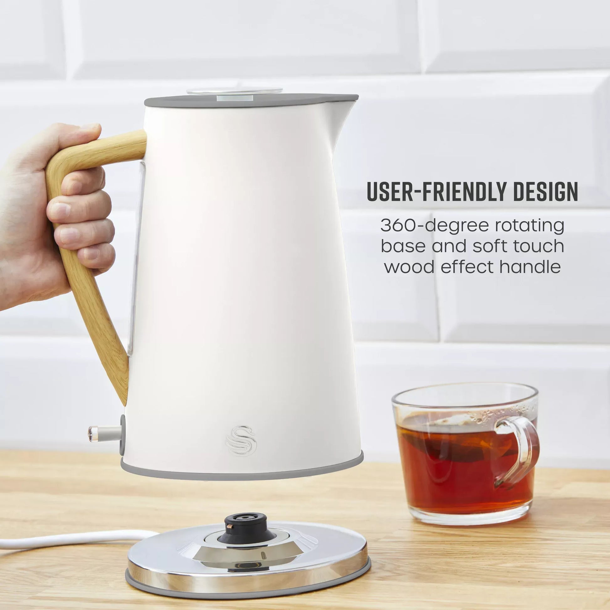 Swan Swan Nordic Kettle, 2 Slice Toaster, Bread Bin & Canisters Kitchen Set (Cotton White)