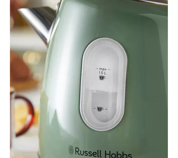 Russell Hobbs Russell Hobbs Stylevia Pyramid Kettle & 4 Slice Toaster Kitchen Set (Sage Green)