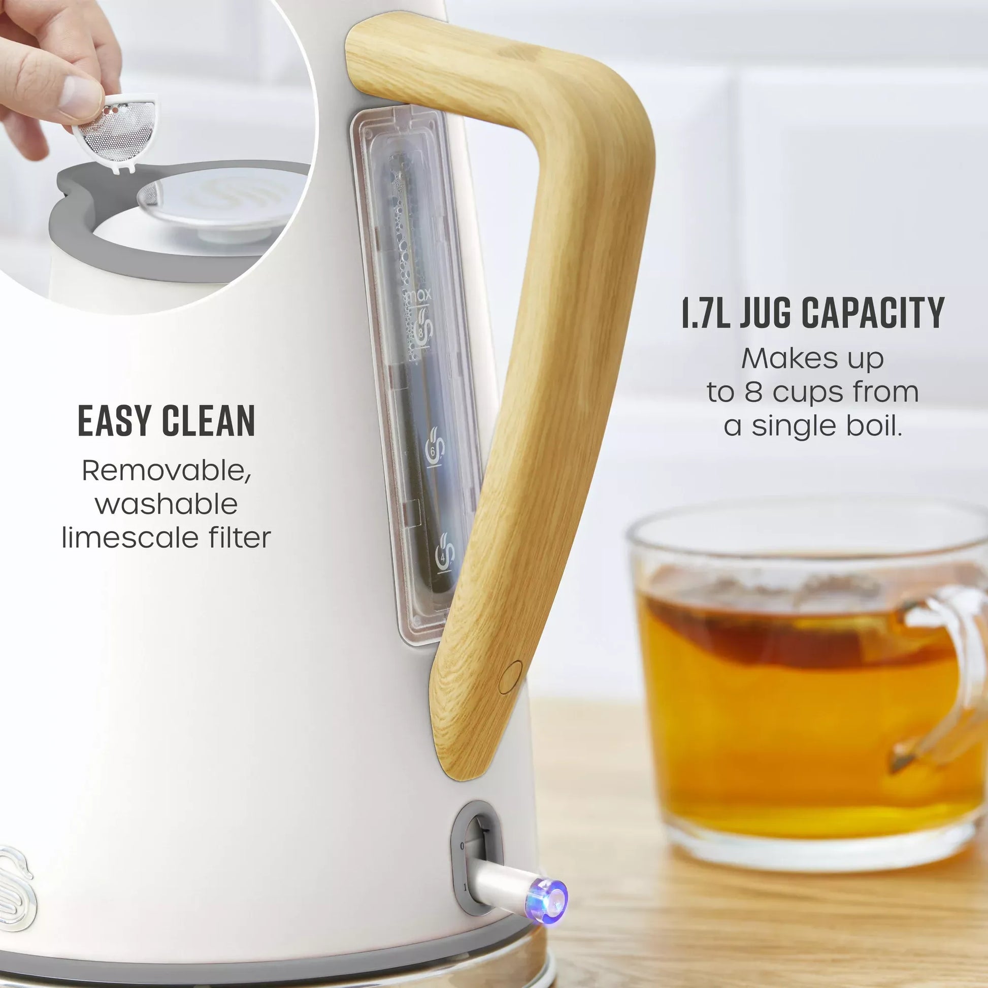 Swan Swan Nordic Kettle, 2 Slice Toaster, Bread Bin & Canisters Kitchen Set (Cotton White)