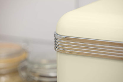 Swan Retro Kettle, 4 Slice Toaster, Bread Bin, Canisters & Towel Pole Set (Cream)