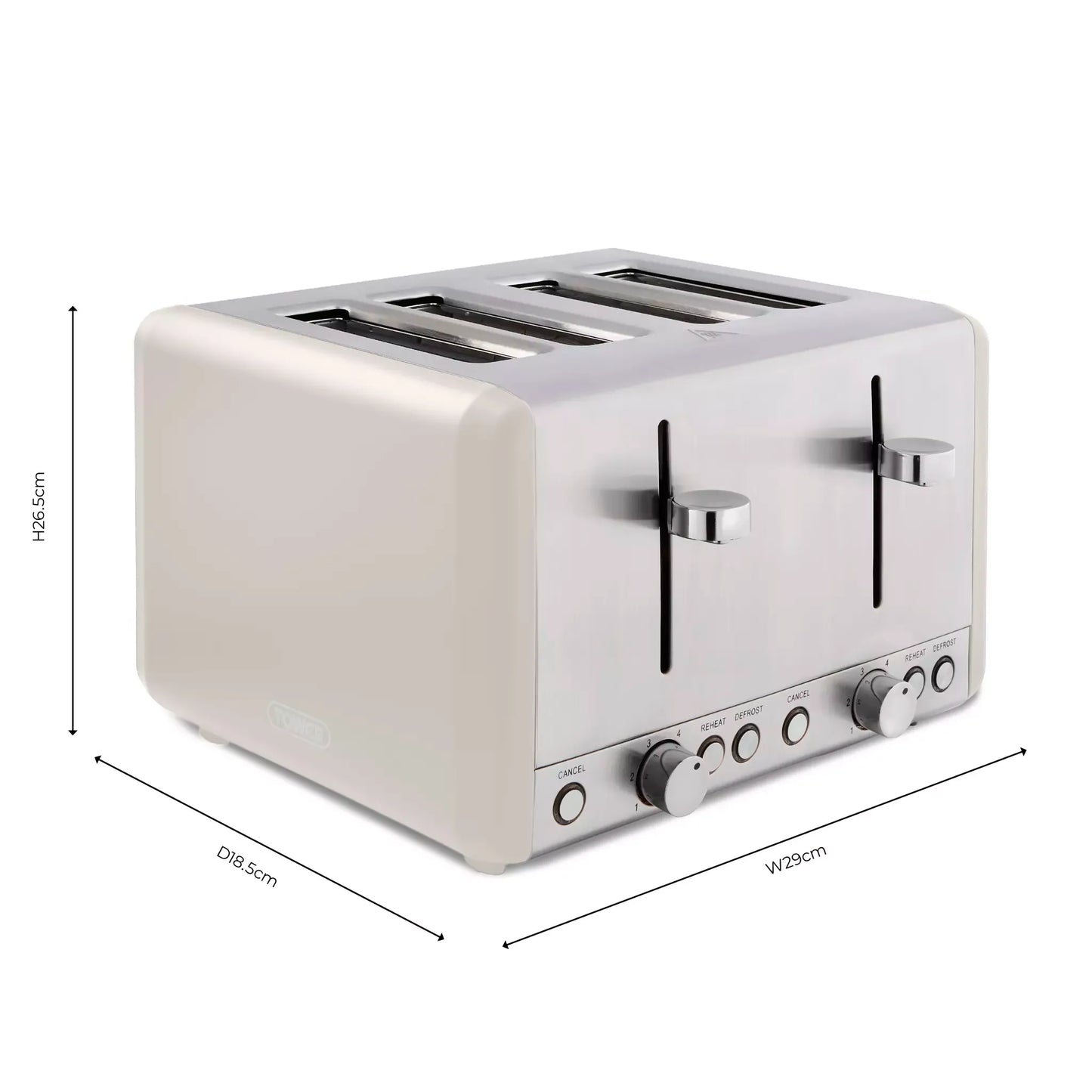 Tower Tower Cavaletto Pyramid Kettle, 4 Slice Toaster & Canisters Kitchen Set (Latte)
