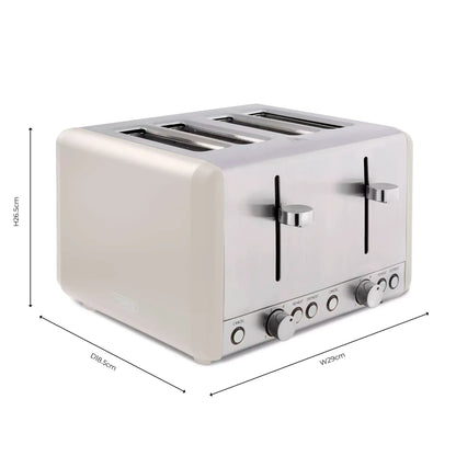 Tower Tower Cavaletto Pyramid Kettle, 4 Slice Toaster & Canisters Kitchen Set (Latte)