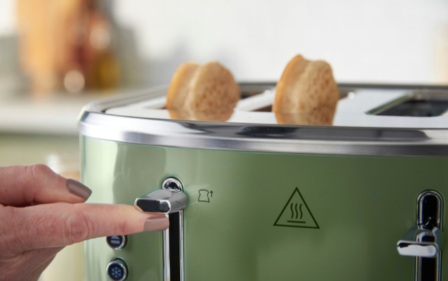 Russell Hobbs Russell Hobbs Stylevia Pyramid Kettle & 4 Slice Toaster Kitchen Set (Sage Green)