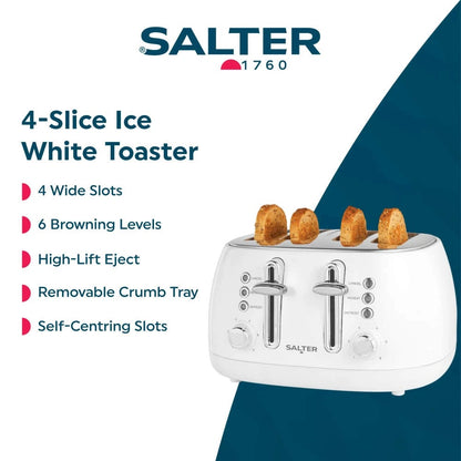 Salter Boston 4 Slice Toaster EK6558MW (White)
