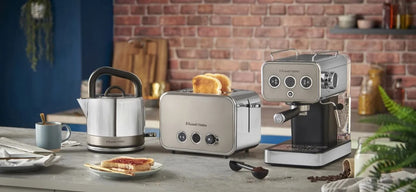 Russell Hobbs Distinctions Pyramid Kettle & 2 Slice Toaster Kitchen Set (Titanium)