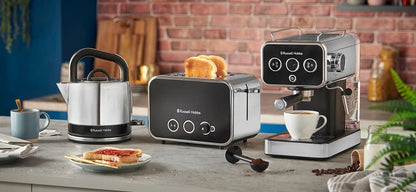 Russell Hobbs Distinctions Pyramid Kettle & 2 Slice Toaster Kitchen Set (Black)