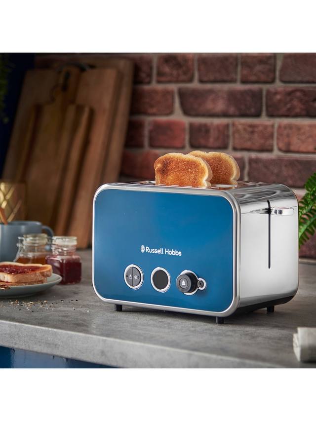 Russell Hobbs Distinctions Jug Kettle & 2 Slice Toaster Kitchen Set (Ocean Blue)
