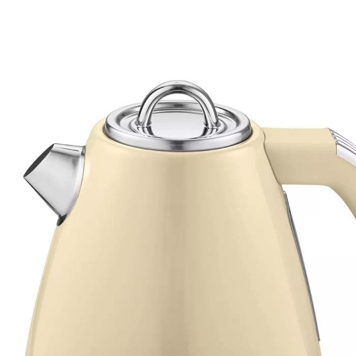Swan Retro Kettle, 4 Slice Toaster, Bread Bin, Canisters & Towel Pole Set (Cream)