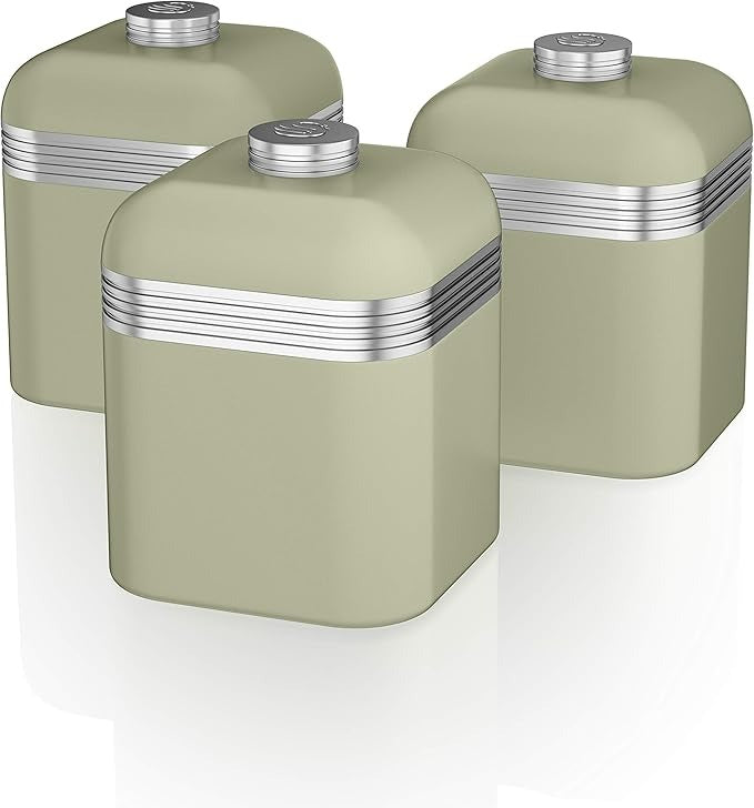 Swan Retro Jug Kettle & Canisters Matching Kitchen Set (Green)