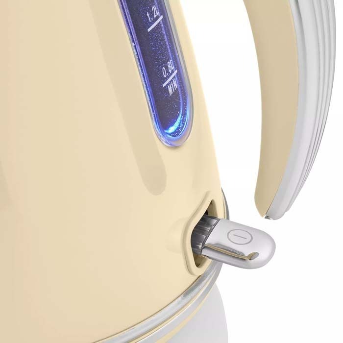 Swan Retro Kettle, 4 Slice Toaster, Bread Bin, Canisters & Towel Pole Set (Cream)